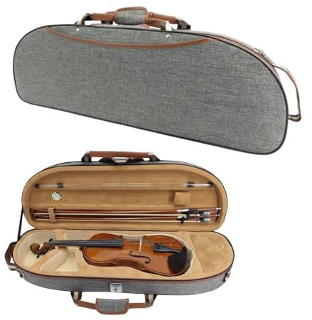 WUQIMUSC Violinenkoffer 4/4 Full Size Nylon Oxford Leichte Box Verstellbare Schultergurte Reise Violinenkoffer Tasche (Grau)