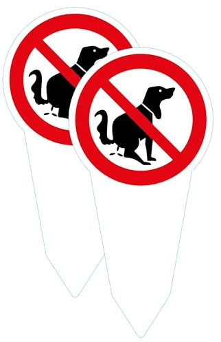 SL group - 2 Steckschilder Kein Hundeklo 30 x 15 cm aus Alu-Dibond (Aluminium) - Hinweisschild keine Hundetoilette - Pickeln & Kacken für Hunde verboten - Hunde-Verbots-Schilder wetterfest UV-Schutz