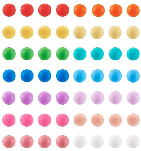 FASHEWELRY 140Pcs Silicone Beads 9mm Colorful Round Silicone Beads Bulk Loose Spacer Charms Balls for DIY Necklace Bracelet Keychain Jewelry Making