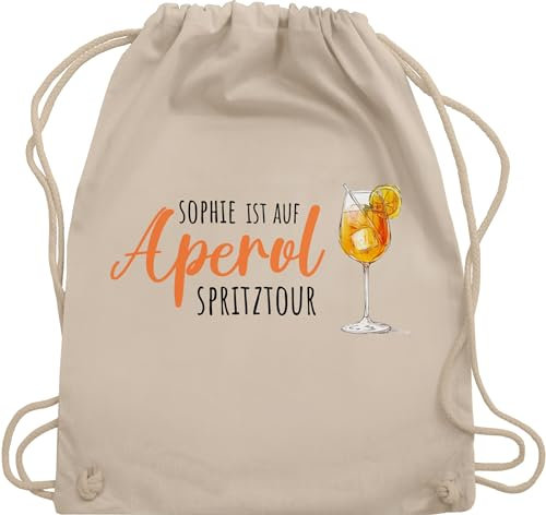 Turnbeutel Rucksack - Karneval Accessoire Fasching - Ist auf Aperol mit Name Spritztour I Mädelsabend JGA I Mallorca Mädelsausflug - Unisize - Naturweiß - karnevals trink beutel faschings spritz