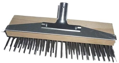 BaWoTec Drahtbesen Stahldrahtbesen 30 cm mit robuster Schabekante und 24 mm Metall Stielaufnahme