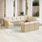 ULUYYUC 13-TLG. Garten-Sofagarnitur, Eckbankgruppe Gartenbank Hocker Eckbank Küche Geeignet für Garten Balkon Hinterhof Außenbereich mit Kissen Beige Poly Rattan