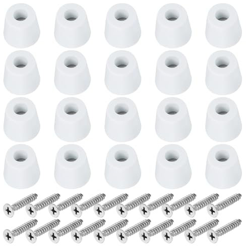 PATIKIL Cutting Board Feet,20 Pieces Non Slip Rubber Feet Bumpers with 304 Stainless Steel Screws for Cutting Board Furniture Chairs Desks 0.74Wx0.65H, White