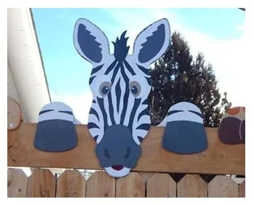 Zaun, Hof, Kunstdekoration, Nilpferd, Zaun oder Wandbehang, Hofkunst, Garten, Spielplatz, Dekoration, Outdoor-Dekorationen für Hof, Hof, Dekoration für den Außenbereich (Zebra)
