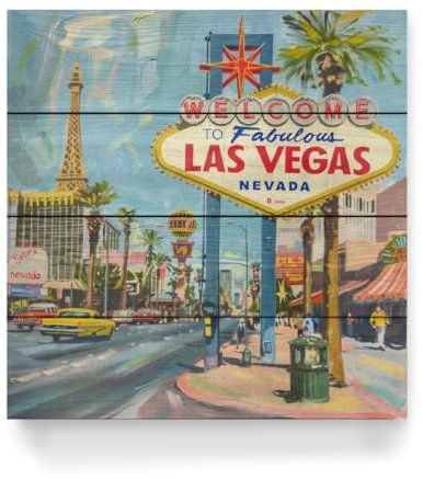 artboxONE Holzbild 40x40 cm Architektur Las Vegas Nevada von Künstler Carina