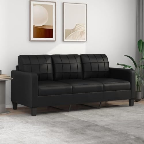 ARKEM Sofá de 3 plazas de Cuero sintético Negro 180 cm Sofas De Salon Sofa Relax 3 Plazas