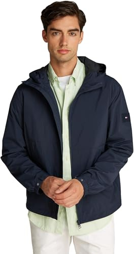 Tommy Hilfiger Herren Windbreaker Jacke Branded Hooded Sportlich, Blau (Desert Sky), M