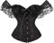 Qianderer Women's Lace Up Boned Overbust Corset Bustier Lingerie Bodyshaper Top Waist Trainer Costume Tops (Ba Black, S)