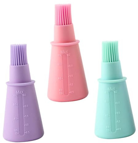 FUNOMOCYA 3pcs Silicone Oil Bottle Brush for BBQ Basting Brush and Baking Cake Kitchen Supply for Oil and BBQ Tools Non Design for Easy Cleaning