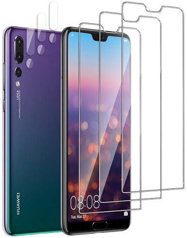 QZJinch 3+3 Stück,Panzer Schutz Glas für HUAWEI P20 Pro,2.5D Edge, 9H-Härte,Anti-Öl, Anti-Fingerabdruck,HD Schutzglas, Bläschenfrei，High Sensitivity