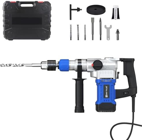 JAOSY Hammer Drill, SDS-Plus 1800W Hammer Drill Corded, Heavy Duty Rotary Hammers Drills Electric Impact Drill Concrete Breaker Including Drill Bits, Flat Chisels, Point Chisels