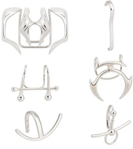 NICENEEDED 6 Stück Cyber Lippenmanschette Halloween Punk Lippenringe Silberner Nicht Durchdringender Lippenring Y2k Unregelmäßiger Maskenschmuck Aus Metall
