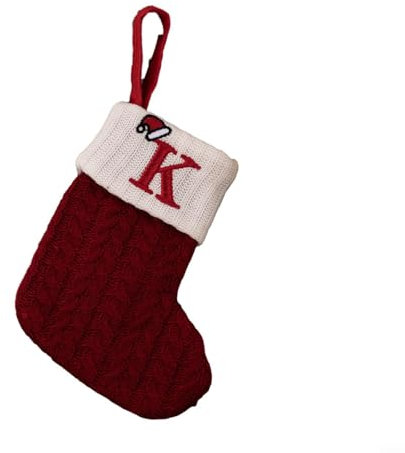 Weihnachtsstrümpfe, festlich, bestickt, Alphabet, Weihnachtsstrümpfe, rotes Baumwollseil, Weihnachtsstrümpfe, klassische Weihnachtssocken, perfekt für Weihnachtsdekoration (K)