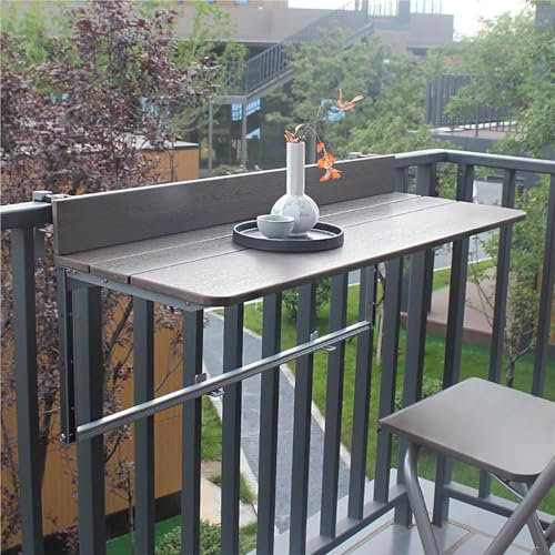 JKAVPPT 120 * 37 cm Balkongeländer-Hängetisch, Balkontisch-Hängedeckgeländer, Außenbalkonstange for Geländer, klappbarer, Verstellbarer Aluminium-Patio-Gartenbaluster, Balkongeländer, Balkontisch