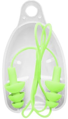 Folpus Bouchons d'oreilles en Silicone avec cordon, bouchons d'oreille de natation, réduction du bruit, bouchons d'oreille filaires pour Concert, Vert