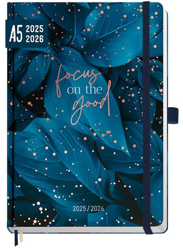 Häfft-Timer Deluxe 2025/2026 A5 (Aug 25 - Sep 26) Hardcover Schülerkalender Midnight Leaves Schulplaner, Schülerplaner, Studienplaner, Semesterplaner - nachhaltig & klimafreundlich