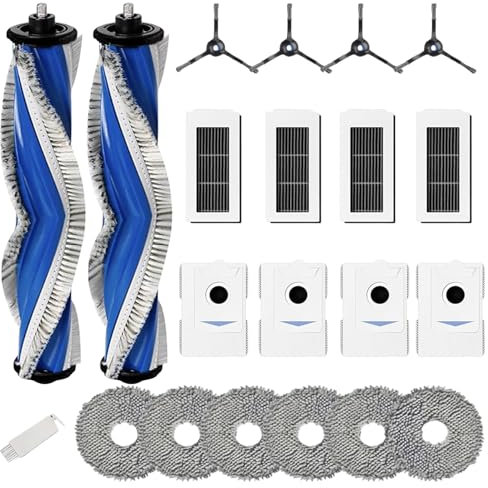 HIYOUNG Accessoires pour robot aspirateur Ecovacs Deebot X5 / X5 Pro Omni, 2 brosses principales, 6 chiffons de nettoyage, 4 sacs à poussière, 4 filtres, 4 brosses latérales, 20 pièces de rechange