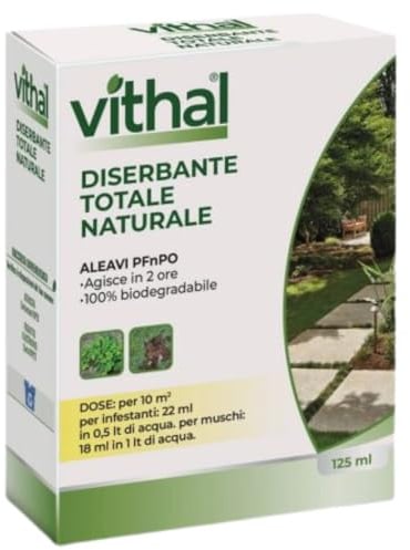 Aleavi Diserbante Totale Naturale Vithal – Erbicida Non Selettivo ad Azione Rapida – Elimina Erbacce, Muschio e Alghe – Biodegradabile
