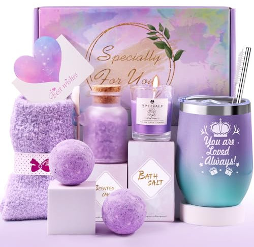 Gifts for Women, Pamper Gifts for Her, 8PCS Relaxation Gifts Sets Include Tumbler Hampers Birthday Presents for Friends, Mum, Wife, Sister