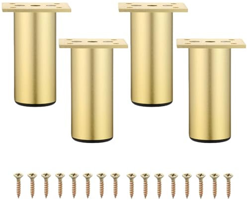Lot de 4 pieds de meubles réglables en alliage d'aluminium, 100 mm, pour armoire, mobilier de bureau, canapé, métal (doré, 10 cm)