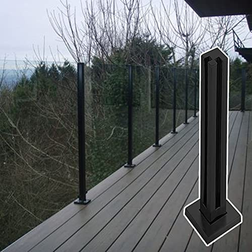 Balustrade Pfosten Schwarz Glas Geländer Pfosten für Außen Beton oder Holzboden Glasgeländer Sicherheit Quadratisch Balkon Zaun Stange Handlauf