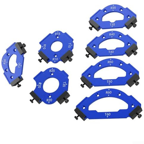 GLFLOW Router Jig, Corner Radius Template Kit R10-R60 Aluminum Router Jig Set Table Edge Woodworking Trimming Guide