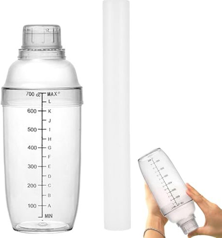 Coffee Shaker | Proof Shaker Bottle with Lemon Hammer | Clear Cocktail Shaker with Top on and Filter, Wine Mixer Bottle Measuring Jigger for Home Use for