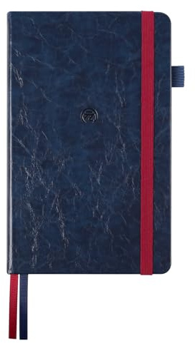 Yuan Smart Notebook, A5 Smartes Notizbuch mit marineblauem festem Einband | Smart Writing System, Smart-Schreibsystem, linierten und leer Seiten und Weinrot elastischem Verschluss, 13X21cm, 187 Seiten