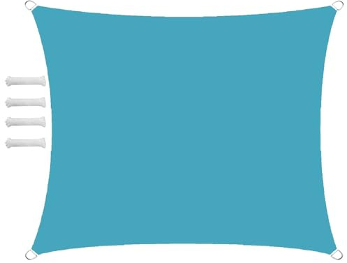 Sonnensegel, wasserdicht, rechteckig, 1,5 x 2,5 m, UV-Schutz, für Garten, Terrasse und Außenbereiche, inklusive Seil-Set, blaue Seefarbe