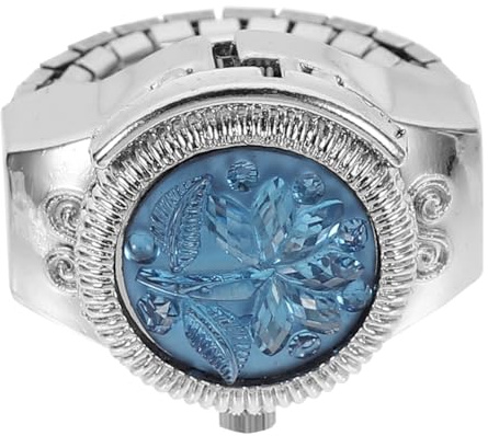 TOYANDONA Elegante Damen Ringuhr mit Blauem Zifferblatt aus Zinklegierung Kreative und Bequeme Fingeruhr im Ring Design für Genaue Zeitmessung im Alltag