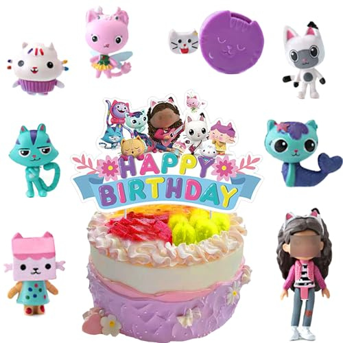 9 Stück Mini figuren Set, Kuchen Deko Kindergeburtstag, Figuren Tortendeko, Muffin deko, Mini Tortenfiguren, Geburtstags torten dekorationen für Jungen und Mädchen