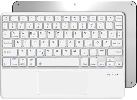 Occtingkind Bluetooth Tastatur mit Touchpad für 10+ Zoll Tablets, Deutsch QWERTZ Layout, Ohne Hintergrundbeleuchtung, Bluetooth 5.0, Kabellos, Kompatibel mit iPad Samsung Lenovo, Weiß
