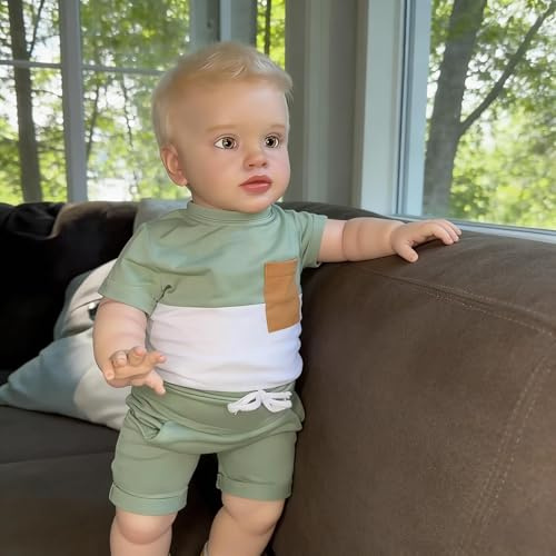 RXDOLL Lebensgröße Reborn Toddler Baby Junge Lebensechte Babypuppe 65CM Große Silikon Baby Puppe Wie Echtes Baby Real Newborn Baby Puppe Mit Echt Aussehende Babypuppen