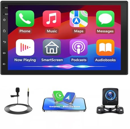 Autoradio pour Nissan Juke 2011, 2015, 7 Pouces écran Tactile Poste Radio | Voiture Bluetooth avec Wireless Carplay Android Auto GPS WiFi RDS/FM SWC Caméra de Recul & Mic