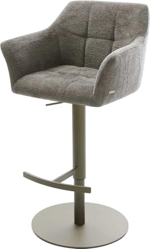 DELIFE Barstuhl Yulo-Flex Drehfuß höhenverstellbar Metall Titanfarben Bouclé Soft Schlamm