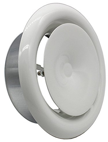 Kair Ceiling Supply Valve 200mm - 8 inch White Coated Metal Vent | Fits inside Kair 200mm Round Pipe or 202mm Flexible Hose, Adjustable airflow, Wipe-clean finish, Lockable airflow setting
