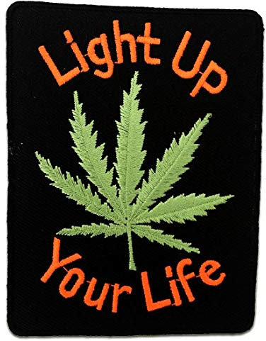 Marijuana Cannabis Weed Light up Your Life - Iron on Patches Adhesive Emblem Stickers Appliques, Size: 3.35 x 4.53 inches