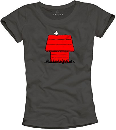 Lustiges Hunde T-Shirt für Damen - Snoop Dog - grau Größe L
