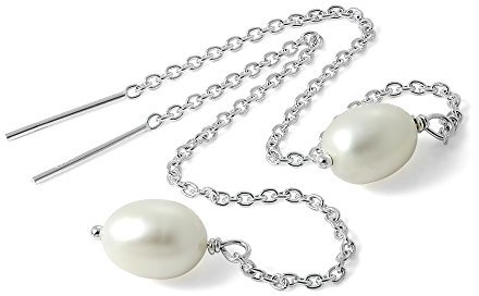 Sterlingsilber & Süßwasser Perlenkette Durchzieher Ohrringe