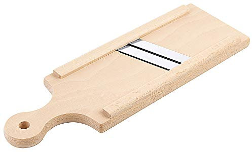 Gurkenhobel aus naturbelassenem Holz - mit Klingen aus gehärtetem Edelstahl/Abm.: 41 x 14 cm | ERK