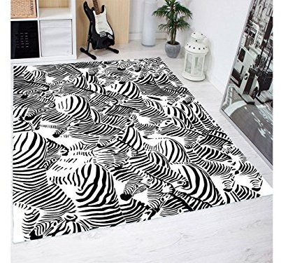 Teppich Muster Zebra Schwarz Und Weiß PVC | verschiedene Maßnahmen | Teppichboden PVC | Boden vinilico | Zuhause 95 x 95 cm