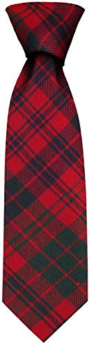 I LUV LTD Gents Neck Tie Ross Red Modern Tartan Lightweight Scottish Clan Tie