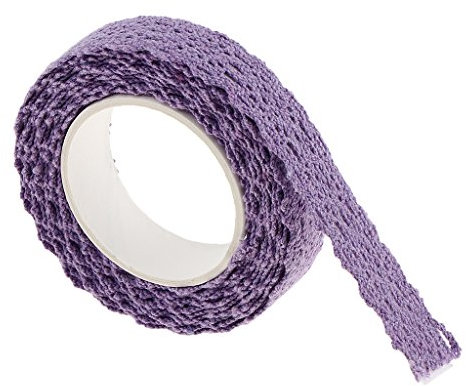 Fenteer 2 Yards Selbstklebendes Spitzenband Schleifenband Spitze Weihnachten Bordüre Masking Tape Klebebänder, Lila