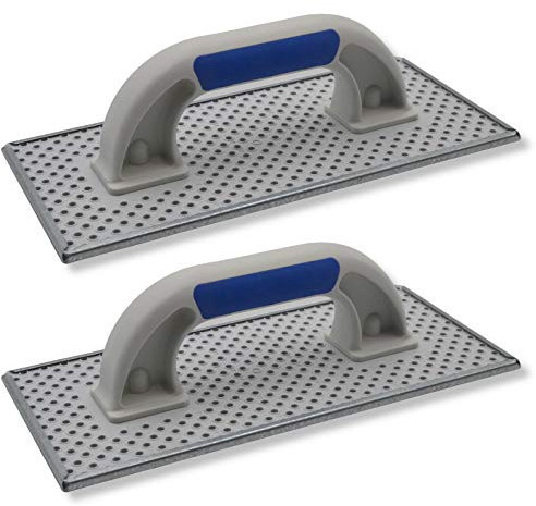 2er Set DEWEPRO® WDVS + Porenbeton Schleifbrett - Raspelbrett mit verzinktem Stahlblech-Raspelbelag - 270x130mm - Egalisierungsbrett - Handschleifer