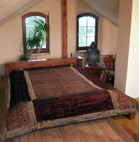 GURU SHOP Brokat- Samtdecke, Tagesdecke, Bettüberwurf - Braun, Synthetisch, 270x230x0 cm