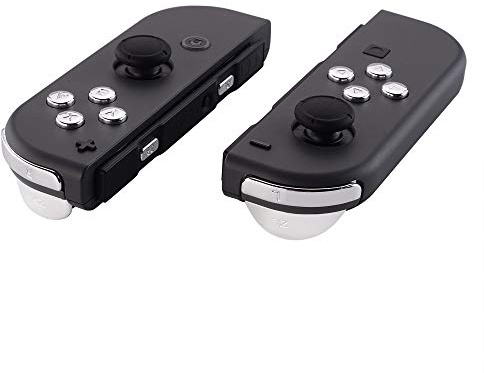 eXtremeRate Tasti Ricambio per Nintendo Switch/OLED Joycon, Pulsanti Direzionali ABXY Trigger Grilletto Pezzi Kit per Controller Joystick con Cacciaviti,Senza Joycon-Argento Cromo