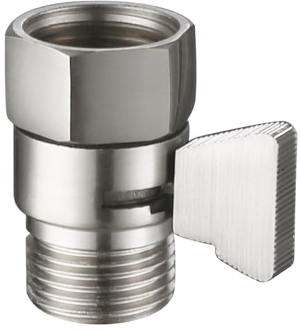 Angle Simple Water Flow Control Valve, Brass Shut Off Valve for Handheld Shower, Water Volume Adjust Valve, Shower Head Flow Control Valve, Water Pressure Regulator, Brushed Nickel