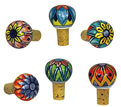 Flaschenkorken Weinkorken Flaschenverschluss Keramik mit Naturkorken Blumen Set/4 (GZ-1981)