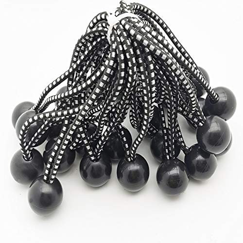GQC Bungee Cord Balls, 25Pcs Tarpaulin Bungee Balls Bungee Straps 6 Inch Elastic Rope Ties tarpaulin ties Down Cord for Banner Tarpaulins Pavilions Tents Cargo Holding Wire and Hoses