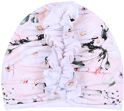 sarcia Aprikosenfarbige, dziewczęca Mütze/Turban mit Rosen gemustert Einheitsgröße